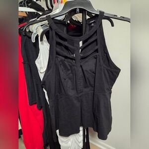 Torrid Black Strappy Peplum Tank Top